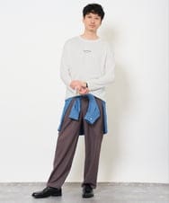 KHKJA29034 a.v.v MEN(アー・ヴェ・ヴェ) 【コットン100％】ミニロゴプリントロングTシャツ　セミワイドシルエット ブラック