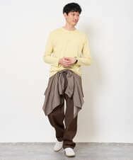 KHKJA29034 a.v.v MEN(アー・ヴェ・ヴェ) 【コットン100％】ミニロゴプリントロングTシャツ　セミワイドシルエット ブラック