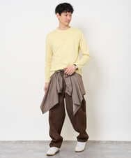 KHKJA29034 a.v.v MEN(アー・ヴェ・ヴェ) 【コットン100％】ミニロゴプリントロングTシャツ　セミワイドシルエット ブラック