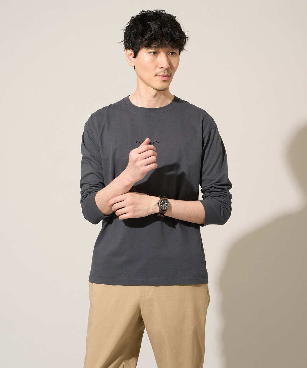 KHKJA29034 a.v.v MEN(アー・ヴェ・ヴェ) ミニロゴセミワイドシルエットカットソー ブラック