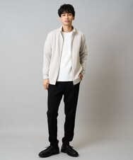 KHKJA71044 a.v.v MEN(アー・ヴェ・ヴェ) 【イージーケア/洗濯機で洗える】幾何ジャカードクルーネックＴシャツ　〈ON/OFF SERIES〉 ブラック