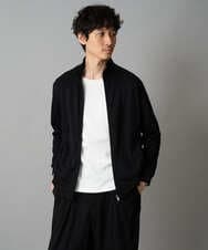 KHKJA71044 a.v.v MEN(アー・ヴェ・ヴェ) 【イージーケア/洗濯機で洗える】幾何ジャカードクルーネックＴシャツ　〈ON/OFF SERIES〉 ブラック