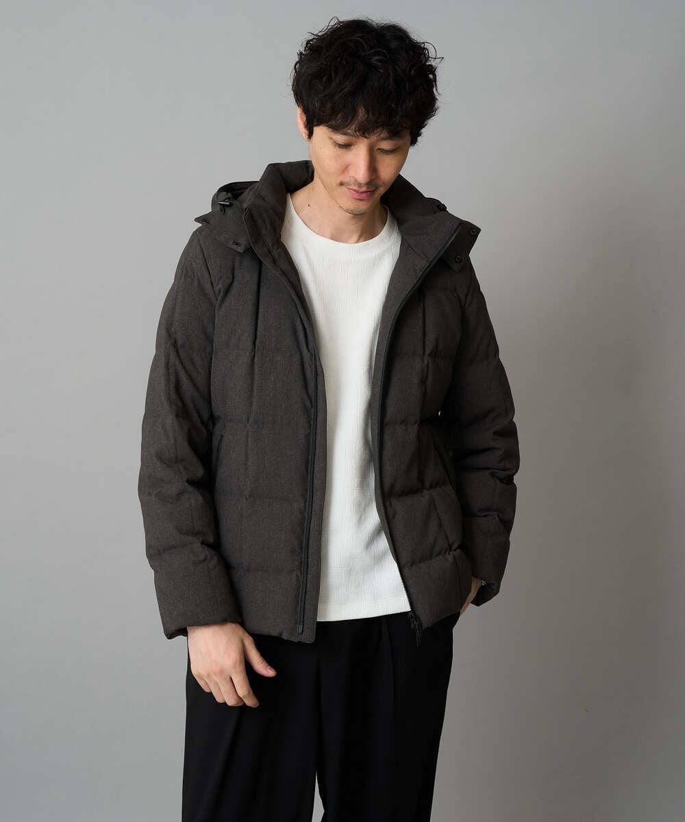 KHKJA71044 a.v.v MEN(アー・ヴェ・ヴェ) 【イージーケア/洗濯機で洗える】幾何ジャカードクルーネックＴシャツ　〈ON/OFF SERIES〉 ブラック