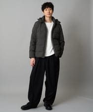 KHKJA71044 a.v.v MEN(アー・ヴェ・ヴェ) 【イージーケア/洗濯機で洗える】幾何ジャカードクルーネックＴシャツ　〈ON/OFF SERIES〉 ブラック