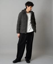 KHKJA71044 a.v.v MEN(アー・ヴェ・ヴェ) 【イージーケア/洗濯機で洗える】幾何ジャカードクルーネックＴシャツ　〈ON/OFF SERIES〉 ブラック