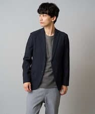 KHKJA71044 a.v.v MEN(アー・ヴェ・ヴェ) 【イージーケア/洗濯機で洗える】幾何ジャカードクルーネックＴシャツ　〈ON/OFF SERIES〉 ブラック