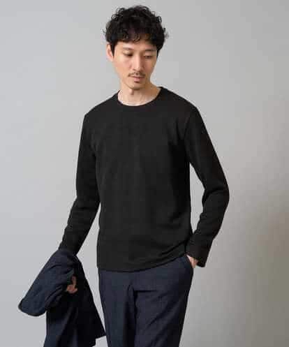 KHKJA71044 a.v.v MEN 【イージーケア/洗濯機で洗える】幾何ジャカードクルーネックＴシャツ〈SMART SERIES a.v.v〉
