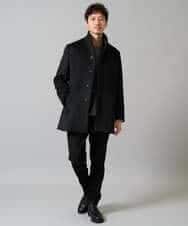 KHKJA71044 a.v.v MEN(アー・ヴェ・ヴェ) 【イージーケア/洗濯機で洗える】幾何ジャカードクルーネックＴシャツ〈SMART SERIES〉 ブラック