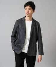 KHKJA71044 a.v.v MEN(アー・ヴェ・ヴェ) 【イージーケア/洗濯機で洗える】幾何ジャカードクルーネックＴシャツ〈SMART SERIES〉 ブラック