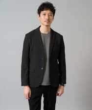 KHKJA71044 a.v.v MEN(アー・ヴェ・ヴェ) 【イージーケア/洗濯機で洗える】幾何ジャカードクルーネックＴシャツ〈SMART SERIES〉 ブラック