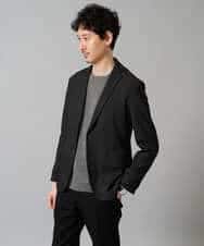 KHKJA71044 a.v.v MEN(アー・ヴェ・ヴェ) 【イージーケア/洗濯機で洗える】幾何ジャカードクルーネックＴシャツ〈SMART SERIES〉 ブラック