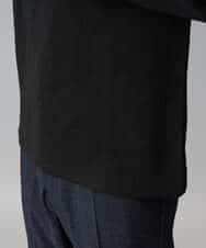 KHKJA71044 a.v.v MEN(アー・ヴェ・ヴェ) 【イージーケア/洗濯機で洗える】幾何ジャカードクルーネックＴシャツ〈SMART SERIES〉 ブラック