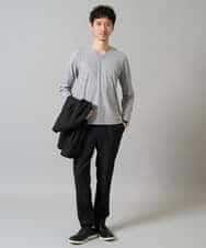 KHKJA72044 a.v.v MEN(アー・ヴェ・ヴェ) 【イージーケア/毛玉になりにくい】ダイヤジャカードＶネックスマートＴシャツ〈SMART SERIES〉 ブラック
