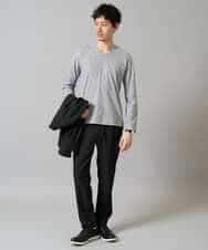 KHKJA72044 a.v.v MEN(アー・ヴェ・ヴェ) 【イージーケア/毛玉になりにくい】ダイヤジャカードＶネックスマートＴシャツ〈SMART SERIES〉 ブラック