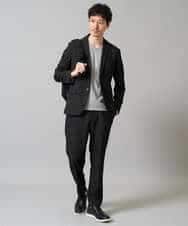 KHKJA72044 a.v.v MEN(アー・ヴェ・ヴェ) 【イージーケア/毛玉になりにくい】ダイヤジャカードＶネックスマートＴシャツ〈SMART SERIES〉 ブラック