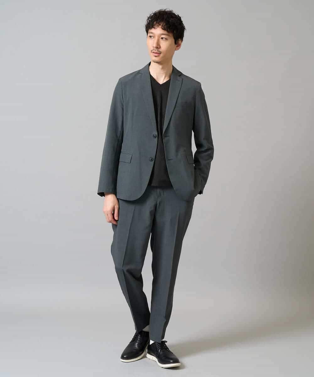 KHKJA72044 a.v.v MEN(アー・ヴェ・ヴェ) 【イージーケア/毛玉になりにくい】ダイヤジャカードＶネックスマートＴシャツ〈SMART SERIES〉 ブラック