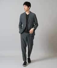 KHKJA72044 a.v.v MEN(アー・ヴェ・ヴェ) 【イージーケア/毛玉になりにくい】ダイヤジャカードＶネックスマートＴシャツ〈SMART SERIES〉 ブラック
