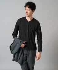 KHKJA72044 a.v.v MEN(アー・ヴェ・ヴェ) 【イージーケア/毛玉になりにくい】ダイヤジャカードＶネックスマートＴシャツ〈SMART SERIES〉 ブラック