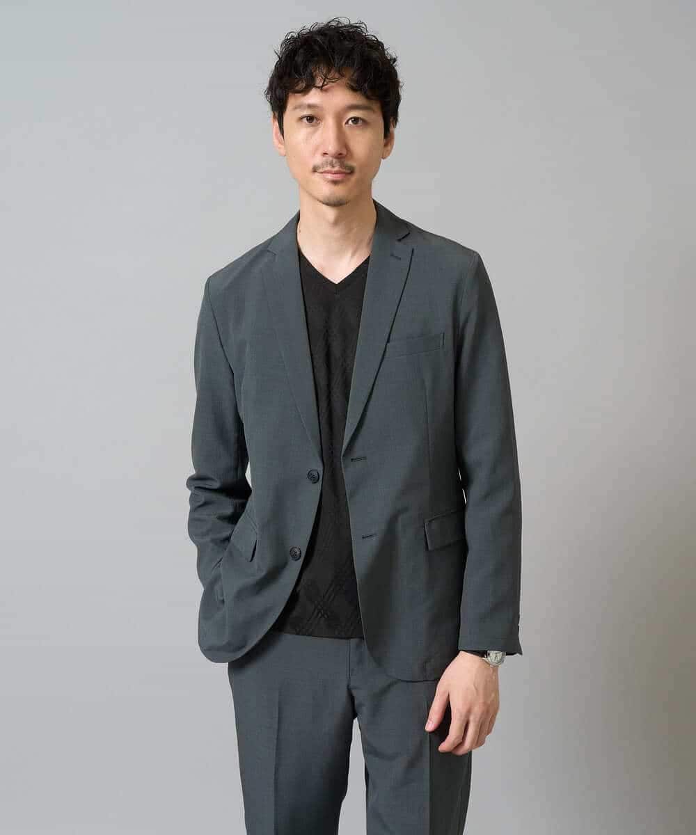 KHKJA72044 a.v.v MEN(アー・ヴェ・ヴェ) 【イージーケア/毛玉になりにくい】ダイヤジャカードＶネックスマートＴシャツ〈SMART SERIES〉 ブラック