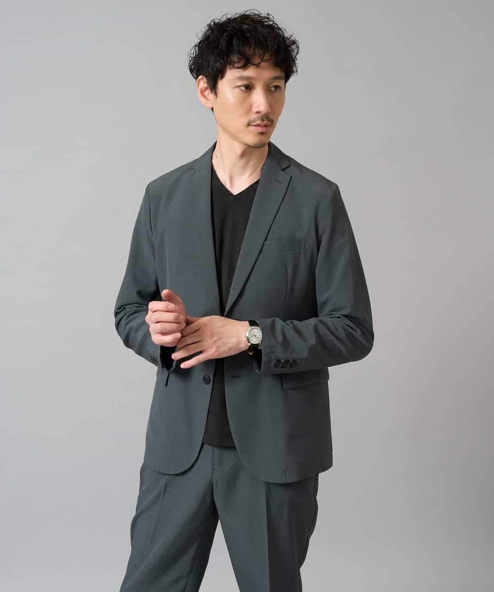 KHKJA72044 a.v.v MEN(アー・ヴェ・ヴェ) 【イージーケア/毛玉になりにくい】ダイヤジャカードＶネックスマートＴシャツ〈SMART SERIES〉 ブラック
