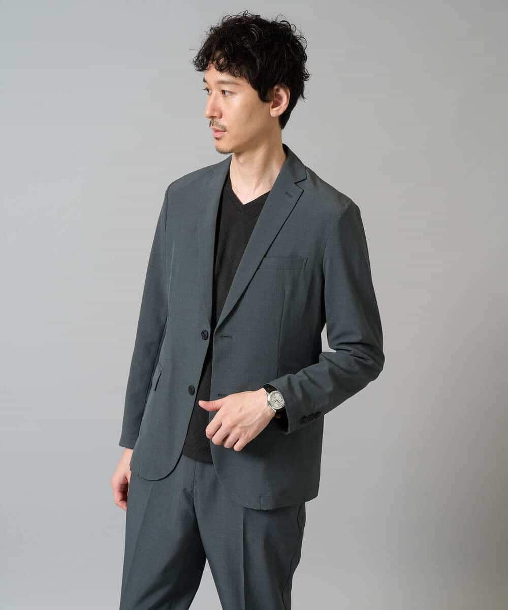 KHKJA72044 a.v.v MEN(アー・ヴェ・ヴェ) 【イージーケア/毛玉になりにくい】ダイヤジャカードＶネックスマートＴシャツ〈SMART SERIES〉 ブラック