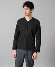 KHKJA72044 a.v.v MEN(アー・ヴェ・ヴェ) 【イージーケア/毛玉になりにくい】ダイヤジャカードＶネックスマートＴシャツ〈SMART SERIES〉 ブラック