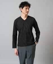 KHKJA72044 a.v.v MEN(アー・ヴェ・ヴェ) 【イージーケア/毛玉になりにくい】ダイヤジャカードＶネックスマートＴシャツ〈SMART SERIES〉 ブラック