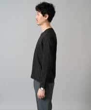 KHKJA72044 a.v.v MEN(アー・ヴェ・ヴェ) 【イージーケア/毛玉になりにくい】ダイヤジャカードＶネックスマートＴシャツ〈SMART SERIES〉 ブラック