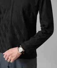 KHKJA72044 a.v.v MEN(アー・ヴェ・ヴェ) 【イージーケア/毛玉になりにくい】ダイヤジャカードＶネックスマートＴシャツ〈SMART SERIES〉 ブラック