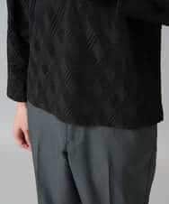 KHKJA72044 a.v.v MEN(アー・ヴェ・ヴェ) 【イージーケア/毛玉になりにくい】ダイヤジャカードＶネックスマートＴシャツ〈SMART SERIES〉 ブラック