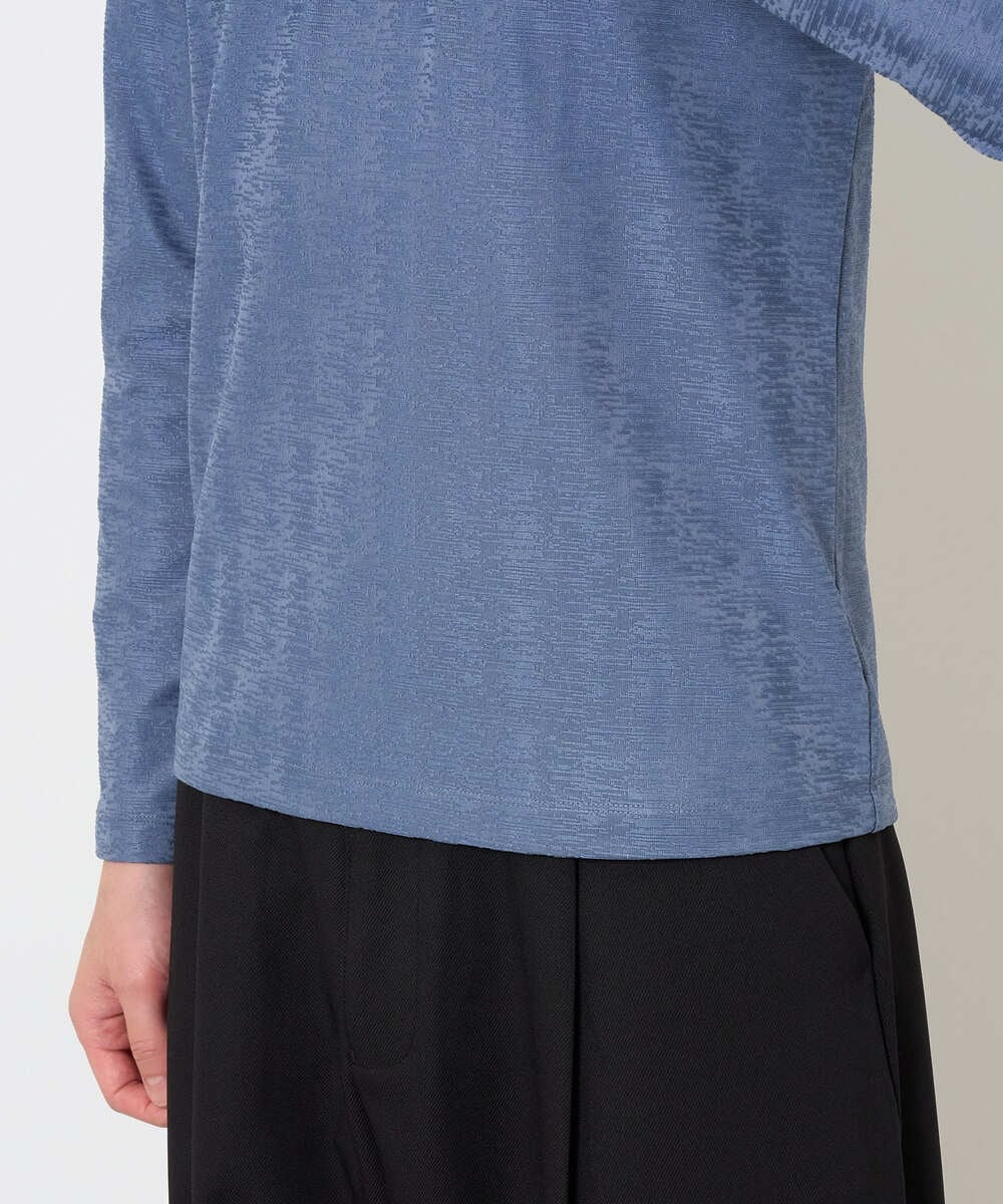 KHKJA73044 a.v.v MEN(アー・ヴェ・ヴェ) 【ジャケット映え】針抜きジャカードＶネックＴシャツ【洗濯機で洗える/毛玉になりにくい】通勤/ビジネス/ジャケット〈ON/OFF SERIES〉 ブラック