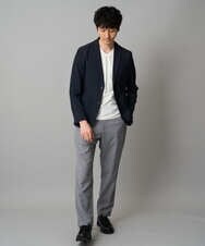 KHKJA73044 a.v.v MEN(アー・ヴェ・ヴェ) 【雑誌MonoMax11月号掲載】針抜きジャカードＶネックＴシャツ【洗濯機で洗える/毛玉になりにくい】通勤/ビジネス/ジャケット〈ON/OFF SERIES〉 ブラック