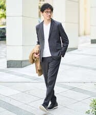 KHKJA73044 a.v.v MEN(アー・ヴェ・ヴェ) 【雑誌MonoMax11月号掲載】針抜きジャカードＶネックＴシャツ【洗濯機で洗える/毛玉になりにくい】通勤/ビジネス/ジャケット〈ON/OFF SERIES〉 ブラック