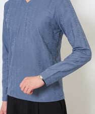 KHKJA73044 a.v.v MEN(アー・ヴェ・ヴェ) 【ジャケット映え】針抜きジャカードＶネックＴシャツ【洗濯機で洗える/毛玉になりにくい】通勤/ビジネス/ジャケット〈ON/OFF SERIES〉 ブラック