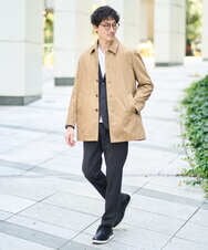 KHKJA73044 a.v.v MEN(アー・ヴェ・ヴェ) 【雑誌MonoMax11月号掲載】針抜きジャカードＶネックＴシャツ【洗濯機で洗える/毛玉になりにくい】通勤/ビジネス/ジャケット〈ON/OFF SERIES〉 ブラック