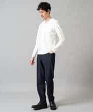KHKJA73044 a.v.v MEN(アー・ヴェ・ヴェ) 【イージーケア/毛玉になりにくい】針抜きジャカードＶネックＴシャツ〈SMART SERIES〉【洗濯機で洗える】 ブラック