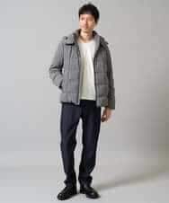 KHKJA73044 a.v.v MEN(アー・ヴェ・ヴェ) 【イージーケア/毛玉になりにくい】針抜きジャカードＶネックＴシャツ〈SMART SERIES〉【洗濯機で洗える】 ブラック