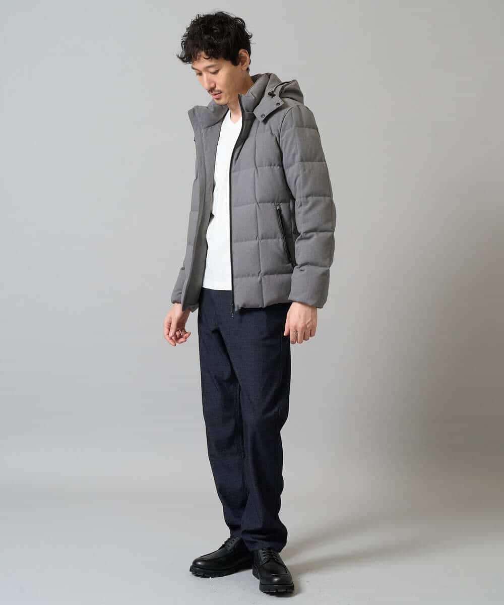 KHKJA73044 a.v.v MEN(アー・ヴェ・ヴェ) 【イージーケア/毛玉になりにくい】針抜きジャカードＶネックＴシャツ〈SMART SERIES〉【洗濯機で洗える】 ブラック