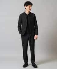 KHKJA73044 a.v.v MEN(アー・ヴェ・ヴェ) 【イージーケア/毛玉になりにくい】針抜きジャカードＶネックＴシャツ〈SMART SERIES〉【洗濯機で洗える】 ブラック