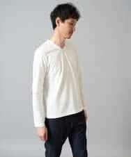 KHKJA73044 a.v.v MEN(アー・ヴェ・ヴェ) 【イージーケア/毛玉になりにくい】針抜きジャカードＶネックＴシャツ〈SMART SERIES〉【洗濯機で洗える】 ブラック