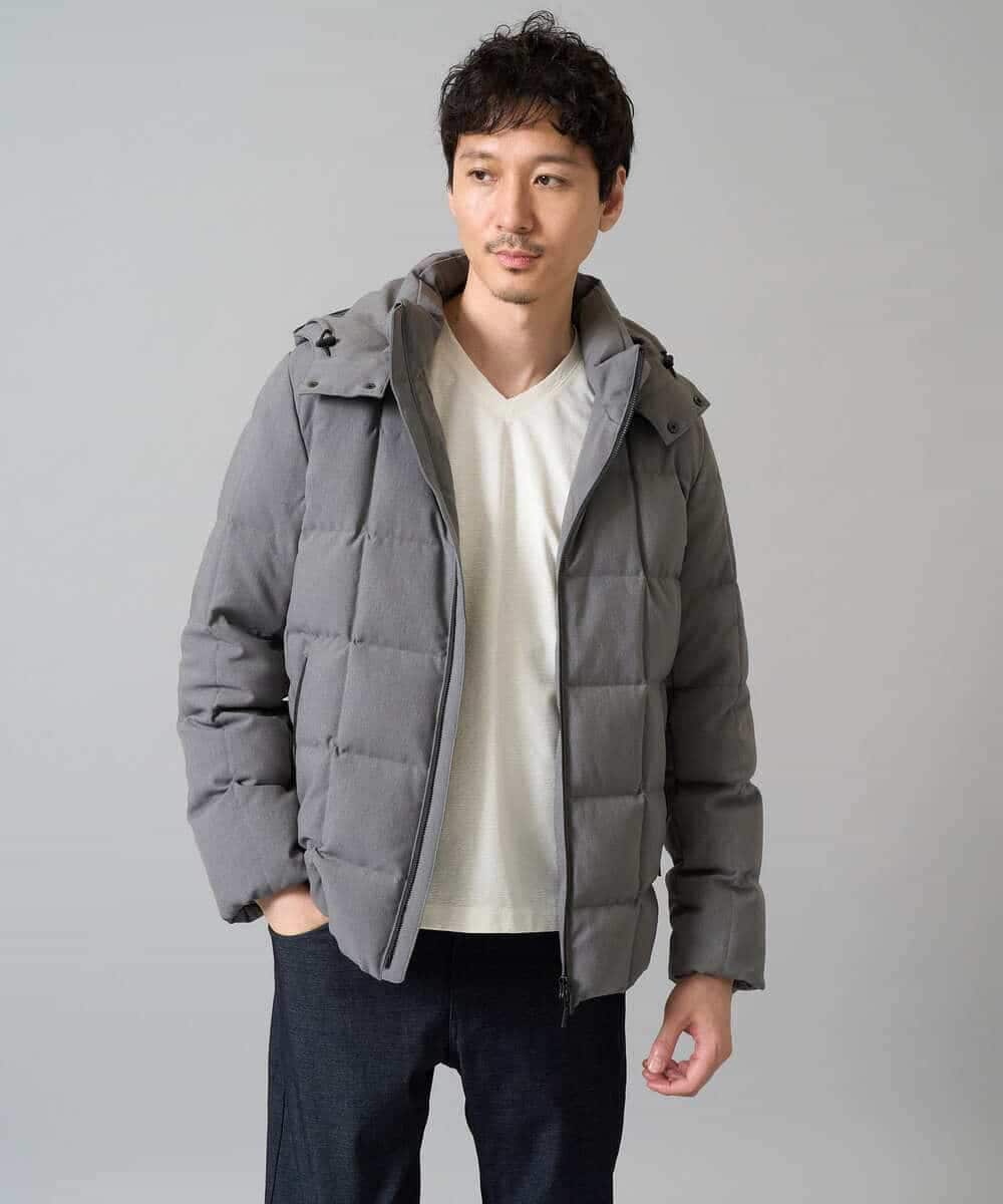 KHKJA73044 a.v.v MEN(アー・ヴェ・ヴェ) 【イージーケア/毛玉になりにくい】針抜きジャカードＶネックＴシャツ〈SMART SERIES〉【洗濯機で洗える】 ブラック
