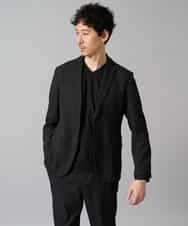 KHKJA73044 a.v.v MEN(アー・ヴェ・ヴェ) 【イージーケア/毛玉になりにくい】針抜きジャカードＶネックＴシャツ〈SMART SERIES〉【洗濯機で洗える】 ブラック