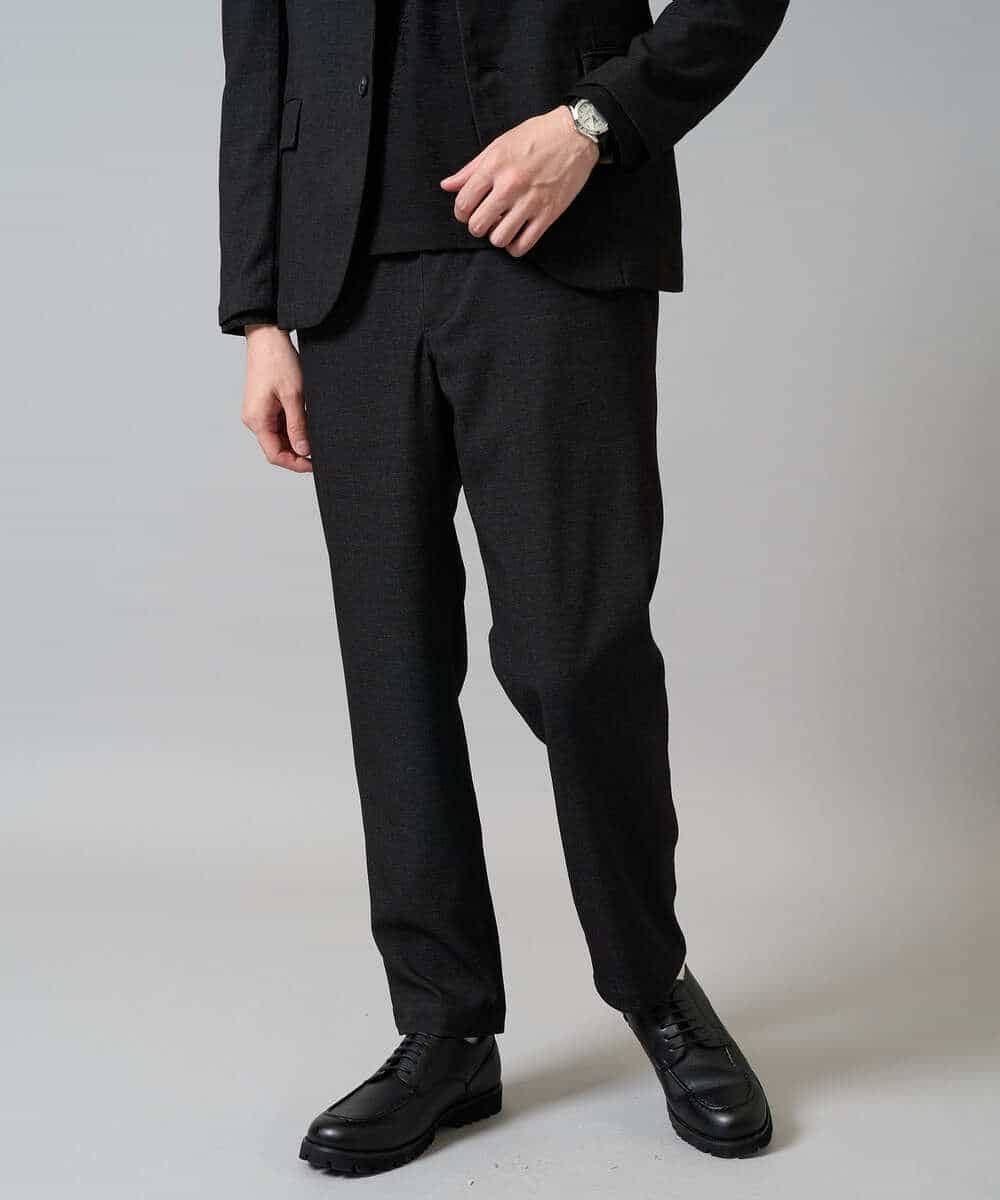 KHKJA73044 a.v.v MEN(アー・ヴェ・ヴェ) 【イージーケア/毛玉になりにくい】針抜きジャカードＶネックＴシャツ〈SMART SERIES〉【洗濯機で洗える】 ブラック