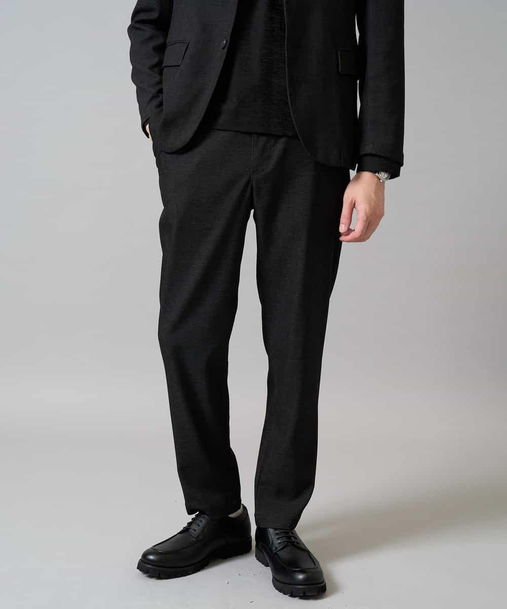 KHKJA73044 a.v.v MEN(アー・ヴェ・ヴェ) 【イージーケア/毛玉になりにくい】針抜きジャカードＶネックＴシャツ〈SMART SERIES〉【洗濯機で洗える】 ブラック