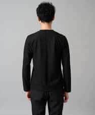KHKJA73044 a.v.v MEN(アー・ヴェ・ヴェ) 【イージーケア/毛玉になりにくい】針抜きジャカードＶネックＴシャツ〈SMART SERIES〉【洗濯機で洗える】 ブラック