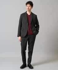 KHKJA74044 a.v.v MEN(アー・ヴェ・ヴェ) 【イージーケア/毛玉になりにくい】ストライプジャガードVネックTシャツ【洗濯機で洗える】〈SMART SERIES a.v.v〉 ライトグレー