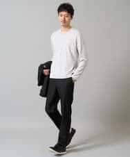 KHKJA74044 a.v.v MEN(アー・ヴェ・ヴェ) 【イージーケア/毛玉になりにくい】ストライプジャガードVネックTシャツ【洗濯機で洗える】〈SMART SERIES a.v.v〉 ライトグレー