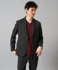 KHKJA74044 a.v.v MEN(アー・ヴェ・ヴェ) 【イージーケア/毛玉になりにくい】ストライプジャガードVネックTシャツ【洗濯機で洗える】〈SMART SERIES a.v.v〉 ライトグレー