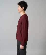 KHKJA74044 a.v.v MEN(アー・ヴェ・ヴェ) 【イージーケア/毛玉になりにくい】ストライプジャガードVネックTシャツ【洗濯機で洗える】〈SMART SERIES a.v.v〉 ライトグレー