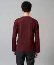 KHKJA74044 a.v.v MEN(アー・ヴェ・ヴェ) 【イージーケア/毛玉になりにくい】ストライプジャガードVネックTシャツ【洗濯機で洗える】〈SMART SERIES a.v.v〉 ライトグレー